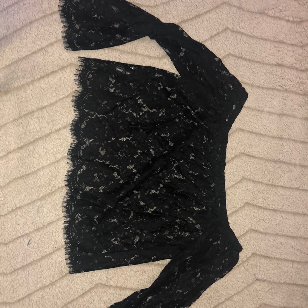 Lace off shoulder flare sleeve Bebe top sz Med